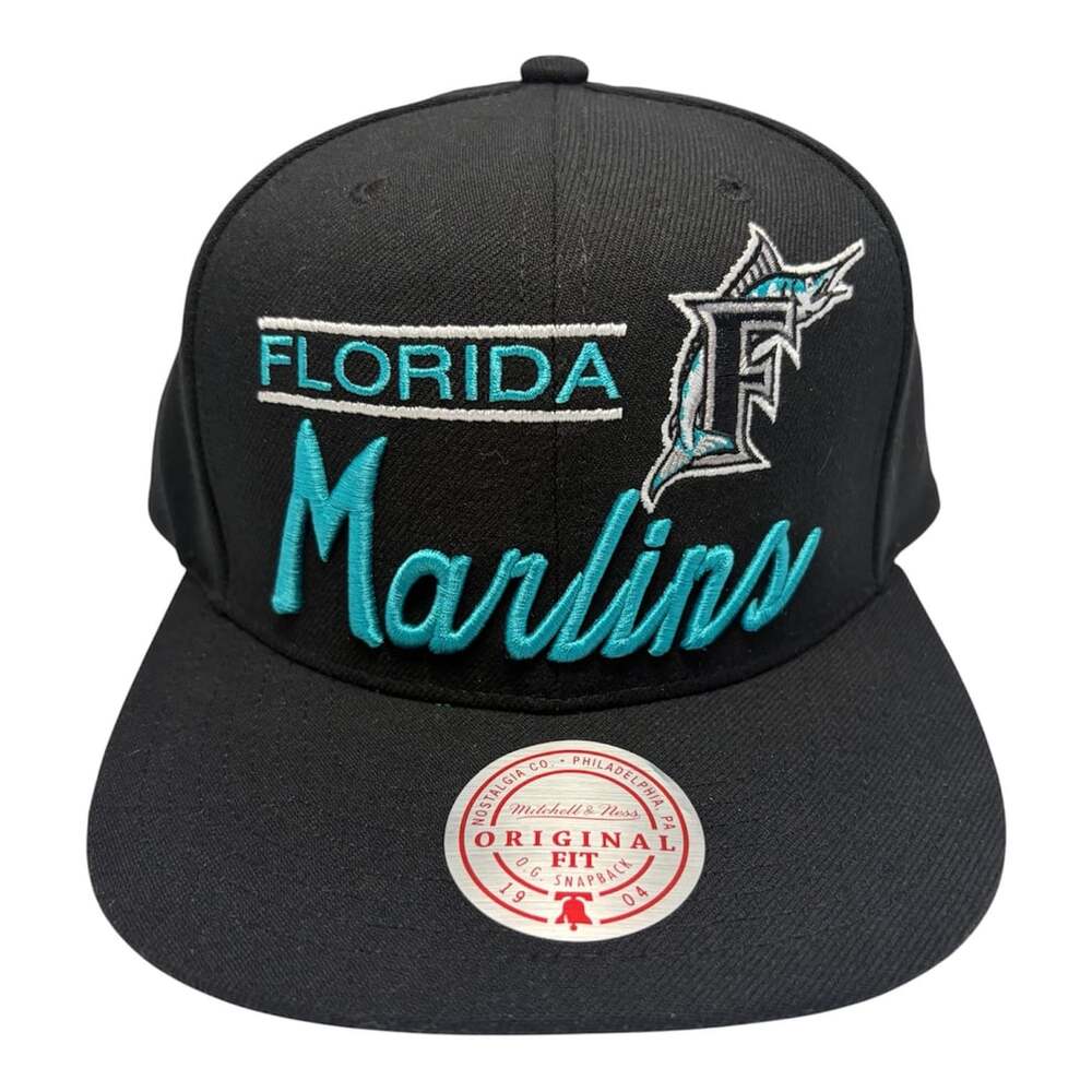 Mitchell & Ness Florida Marlins Cooperstown Evergreen Script Snapback Hat